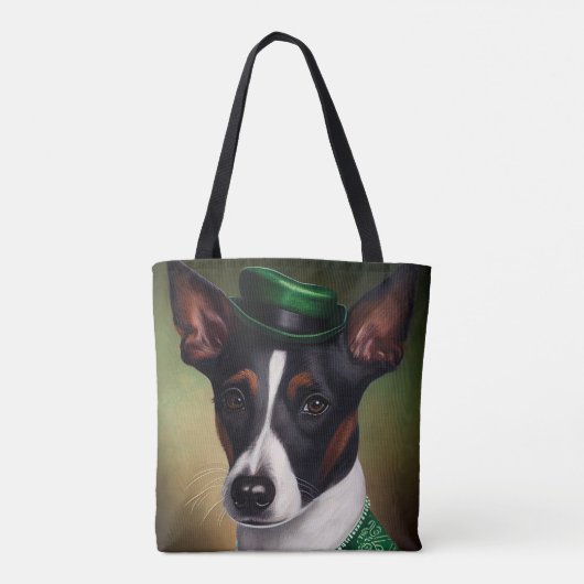 Rat Terrier Dog in St. Patrick's Day Dress Tote Bag (Achterkant)