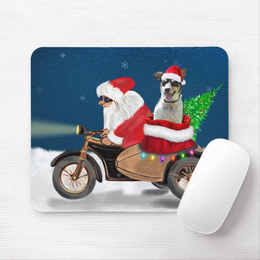 Rat Terrier Dog kerstkerstkerstman Muismat (Met muis)