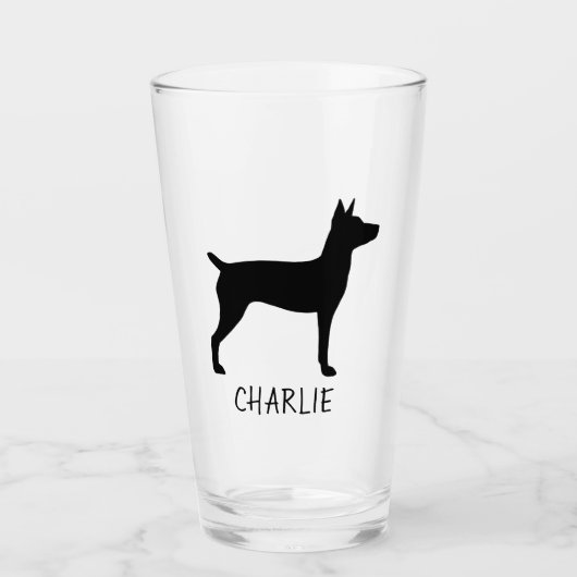 Rat Terrier Dog Silhouet Gepersonaliseerd Drink Glas (Voorkant)
