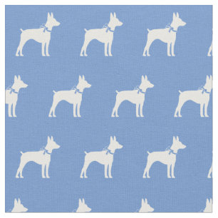 Rat Terrier Dog Silhouette Pet Light Blue Stof