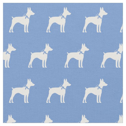 Rat Terrier Dog Silhouette Pet Light Blue Stof (Close Up)