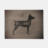 Rat Terrier Dog Silhouette Rustic Personalized Deurmat (Voorkant)