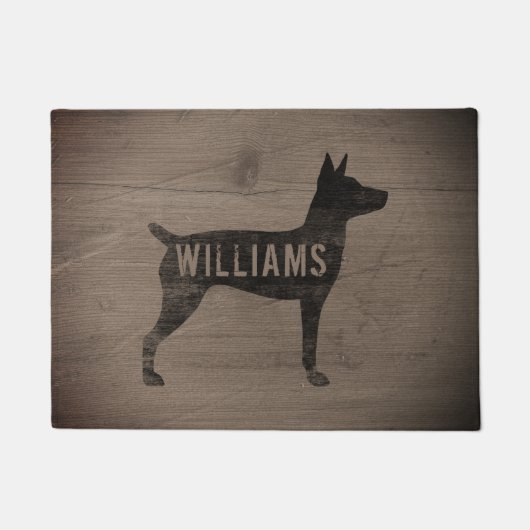 Rat Terrier Dog Silhouette Rustic Personalized Deurmat (Voorkant)
