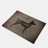 Rat Terrier Dog Silhouette Rustic Personalized Deurmat (Schuin)