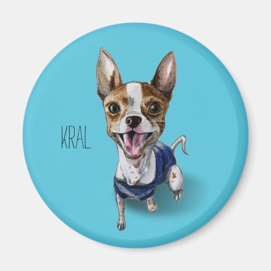 Rat Terrier Dog Waterverf Schilderen Magneet (Voorkant)