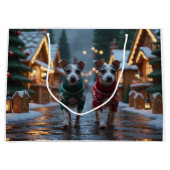 Rat Terrier Dogs Christmas Snow Holiday Groot Cadeauzakje (Voorkant)