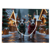 Rat Terrier Dogs Christmas Snow Holiday Groot Cadeauzakje (Achterkant)