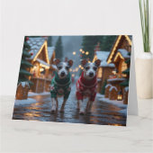 Rat Terrier Dogs Christmas Snow Holiday Kaart (Voorkant)