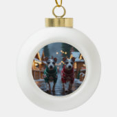 Rat Terrier Dogs Christmas Snow Holiday Keramische Bal Ornament (Voorkant)