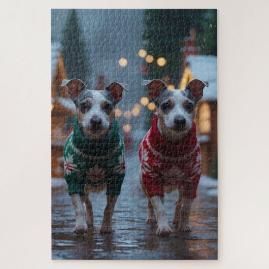 Rat Terrier Dogs Christmas Snow Holiday Legpuzzel (Verticaal)