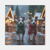 Rat Terrier Dogs Christmas Snow Holiday Magneet (Voorkant)