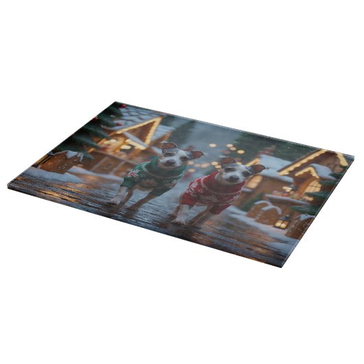 Rat Terrier Dogs Christmas Snow Holiday Snijplank (Hoek)