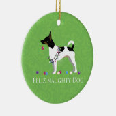 Rat Terrier Feliz Naughty Dog Kerstmis Keramisch Ornament (Rechts)