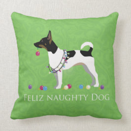 Rat Terrier Feliz Naughty Dog Kerstmis Kussen