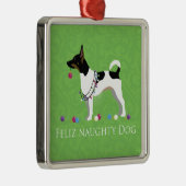 Rat Terrier Feliz Naughty Dog Kerstmis Metalen Ornament (Rechts)
