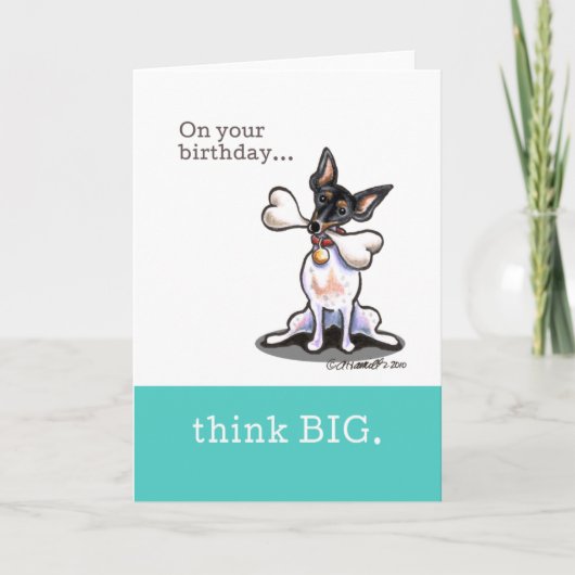 Rat Terrier Funny Birthday Think Big Kaart (Voorkant)