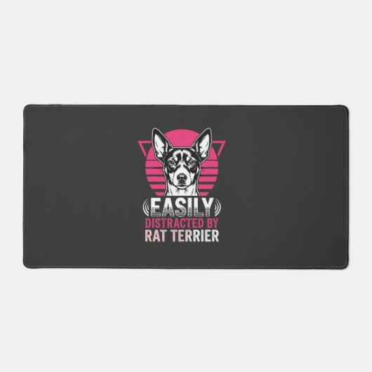 Rat Terrier gemakkelijk afgeleid Retro hond Bureaumat (Voorkant)