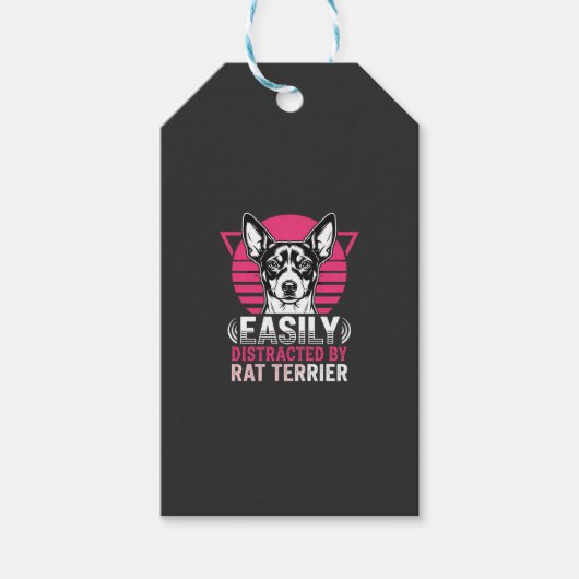 Rat Terrier gemakkelijk afgeleid Retro hond Cadeaulabel (Voorkant)