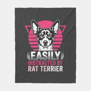 Rat Terrier gemakkelijk afgeleid Retro hond Fleece Deken