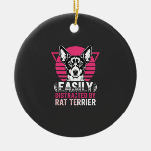 Rat Terrier gemakkelijk afgeleid Retro hond Keramisch Ornament