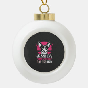 Rat Terrier gemakkelijk afgeleid Retro hond Keramische Bal Ornament