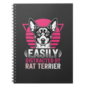 Rat Terrier gemakkelijk afgeleid Retro hond Notitieboek