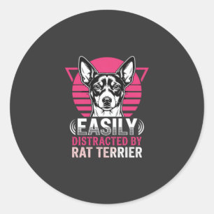 Rat Terrier gemakkelijk afgeleid Retro hond Ronde Sticker