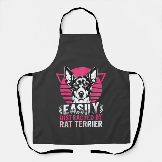 Rat Terrier gemakkelijk afgeleid Retro hond Schort (Voorkant)