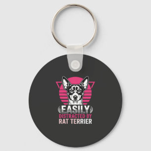 Rat Terrier gemakkelijk afgeleid Retro hond Sleutelhanger