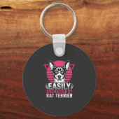 Rat Terrier gemakkelijk afgeleid Retro hond Sleutelhanger (Voorkant)