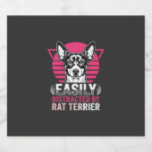 Rat Terrier gemakkelijk afgeleid Retro hond Sparkling Wijnetiket (Enkel label)