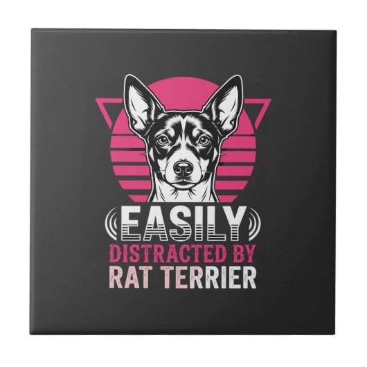 Rat Terrier gemakkelijk afgeleid Retro hond Tegeltje (Voorkant)