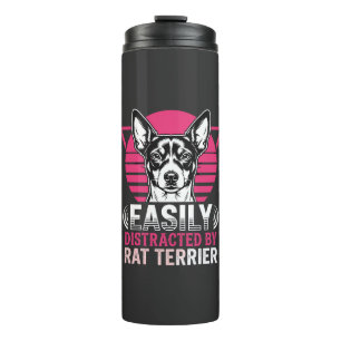 Rat Terrier gemakkelijk afgeleid Retro hond Thermosbeker