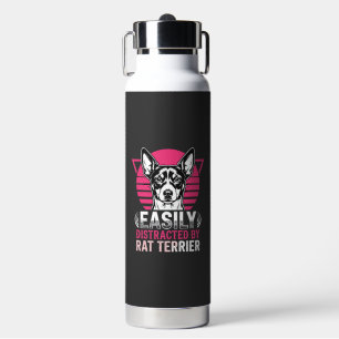 Rat Terrier gemakkelijk afgeleid Retro hond Waterfles