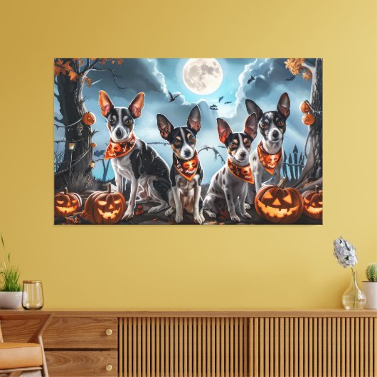 Rat Terrier Halloween Spokenig  Canvas Afdruk (Insitu (Woonkamer))