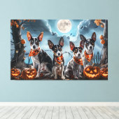 Rat Terrier Halloween Spooky Canvas Afdruk (Insitu (Houten vloer))