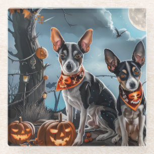 Rat Terrier Halloween Spooky Glazen Onderzetter