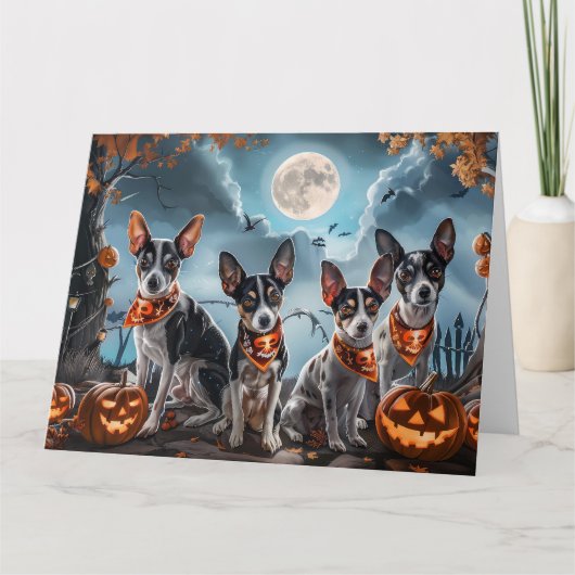 Rat Terrier Halloween Spooky Kaart (Voorkant)