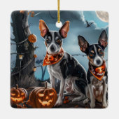 Rat Terrier Halloween Spooky Keramisch Ornament (Achterkant)