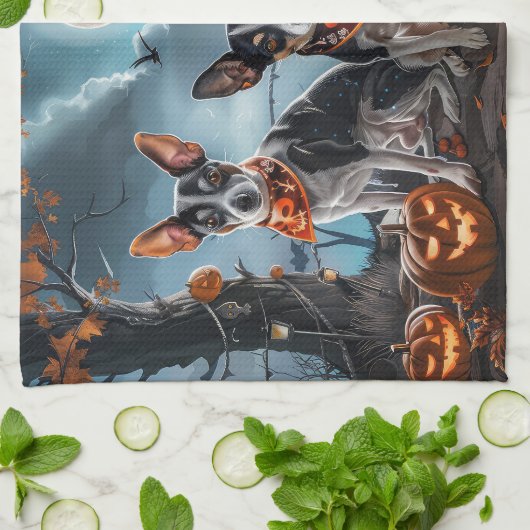 Rat Terrier Halloween Spooky Theedoek (Gevouwen)