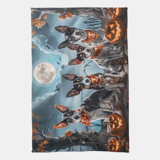 Rat Terrier Halloween Spooky Theedoek (Verticaal)