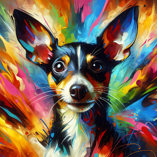 Rat Terrier Hond Acrylprint Kleurrijk Levendig Legpuzzel