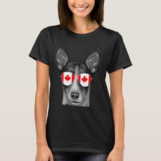 Rat Terrier Hond Canada Vlag Zonnebril T-shirt (Voorkant)