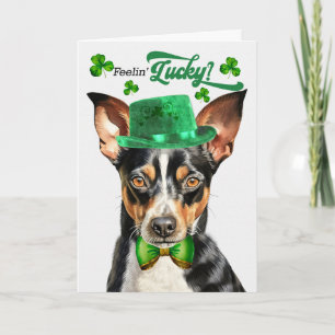 Rat Terrier-hond die zich Lucky voelt St. Patrick' Feestdagen Kaart