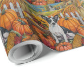 Rat Terrier Hond Herfst Oogst Thanksgiving Cadeaupapier (Rol Hoek)
