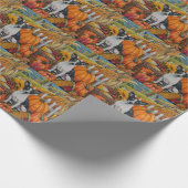 Rat Terrier Hond Herfst Oogst Thanksgiving Cadeaupapier (Hoek)