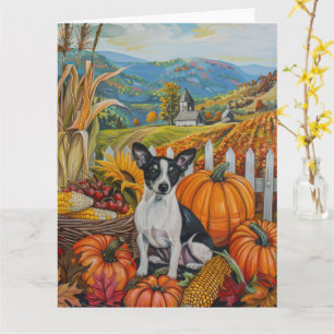 Rat Terrier Hond Herfst Oogst Thanksgiving Kaart
