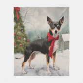 Rat Terrier-hond in de sneeuw Kerstmis Fleece Deken (Voorkant)