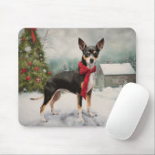 Rat Terrier-hond in de sneeuw Kerstmis Muismat (Met muis)