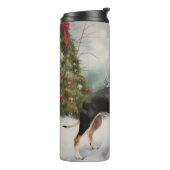 Rat Terrier-hond in de sneeuw Kerstmis Thermosbeker (Gedraaid links)